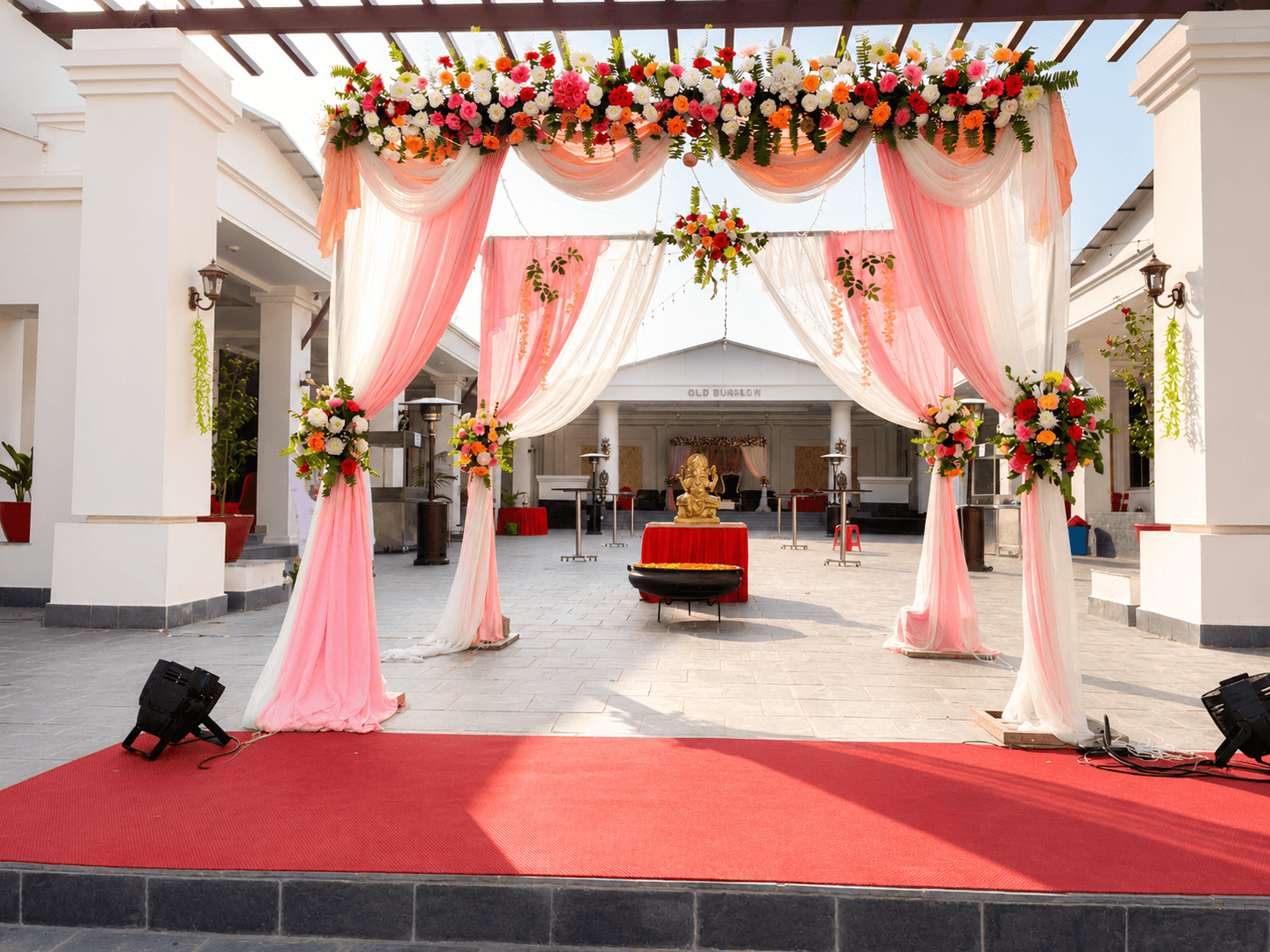 Reception setup prepared for wedding guests
