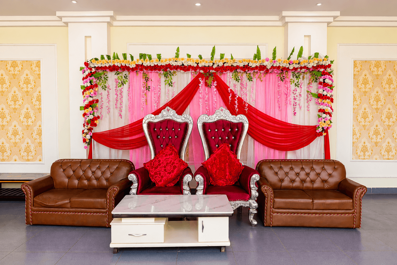 Guest seating layout prepared for an event